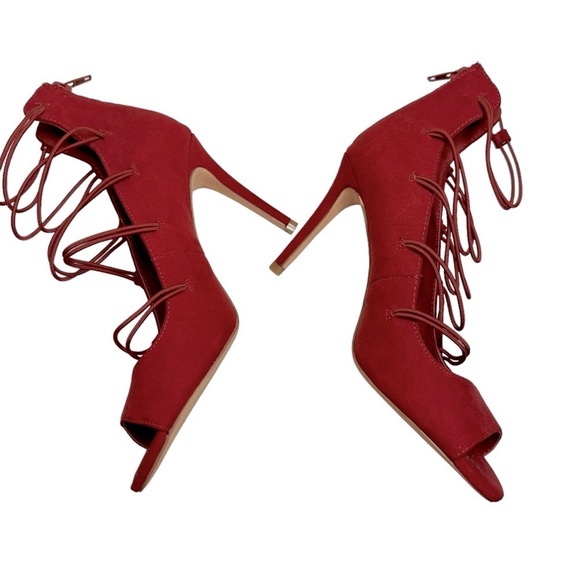 Nine West Nulywed faux suede red heels stilettos women’s shoes 6.5 - Picture 5 of 14